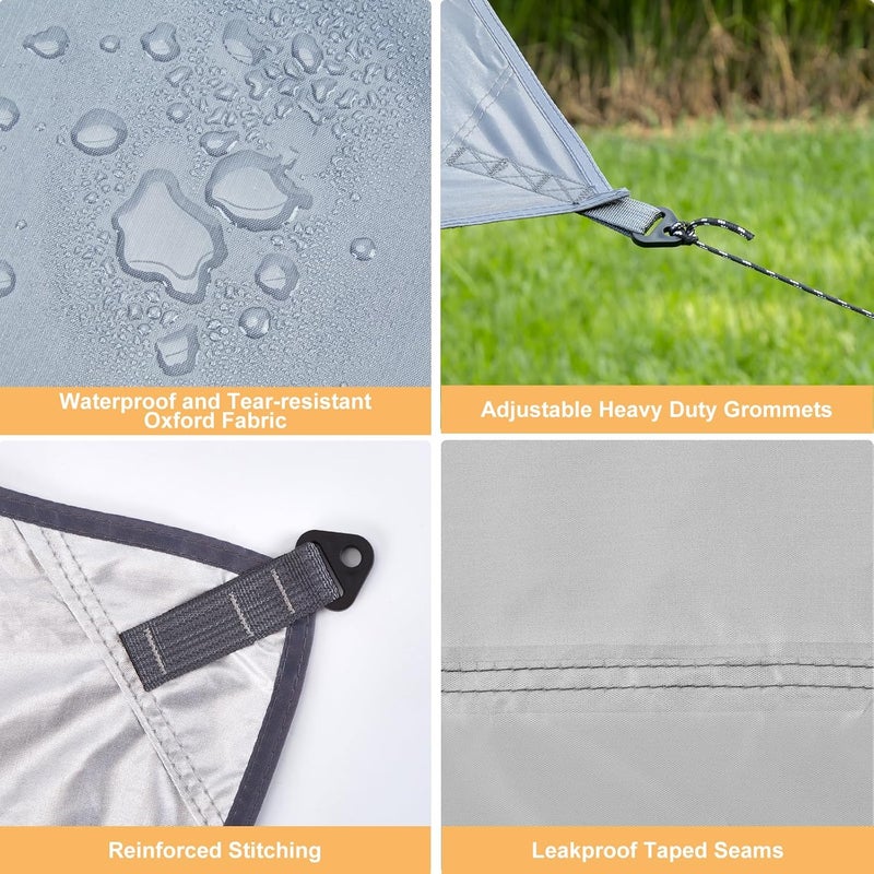 PAHTTO Camping Tarp with Poles, 16x12 Ft Camping Canopy, Waterproof Tent Tarp, Rain Shelter for Camping, Picnic,Beach, Outdoor Activities, Extra Large, Lightweight and UV Resistant, Extra Large, Grey - Image 4